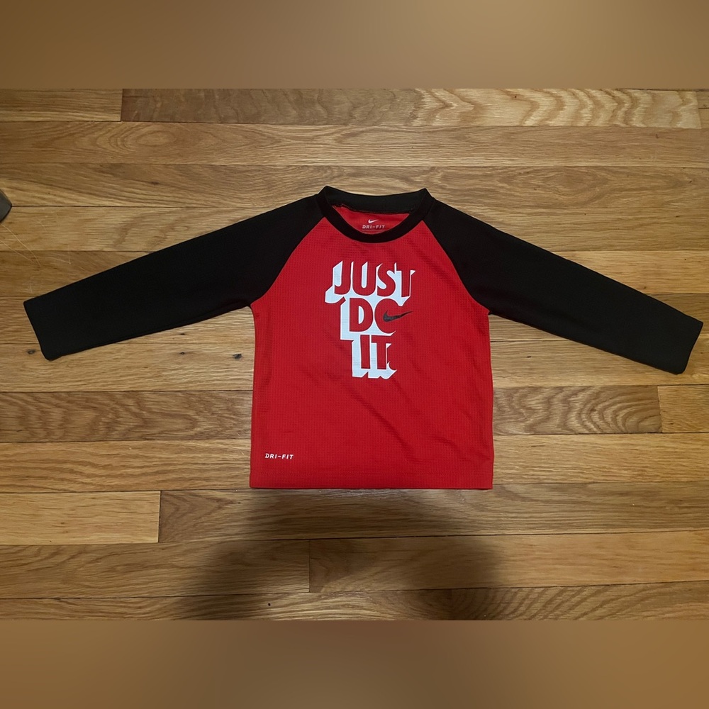 Nike Kids Long Sleeve Red and Black Tee